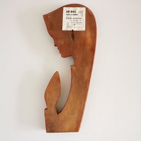 Handcarved Virgin Mary Madonna Wood Sculpture Wall Hanging Polish Artist - Picture 7 of 10